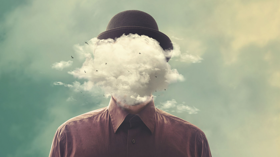 head in the clouds minimalist concept